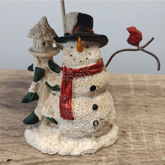 VTG Set of 2 Christmas Ceramic Snowman Metal Shade Tealight Holders - Picture 2 of 16